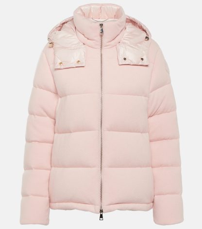 heißer Verkauf Luxus Moncler Arimi Daunenjacke aus Wolle und Kaschmir in Rosa